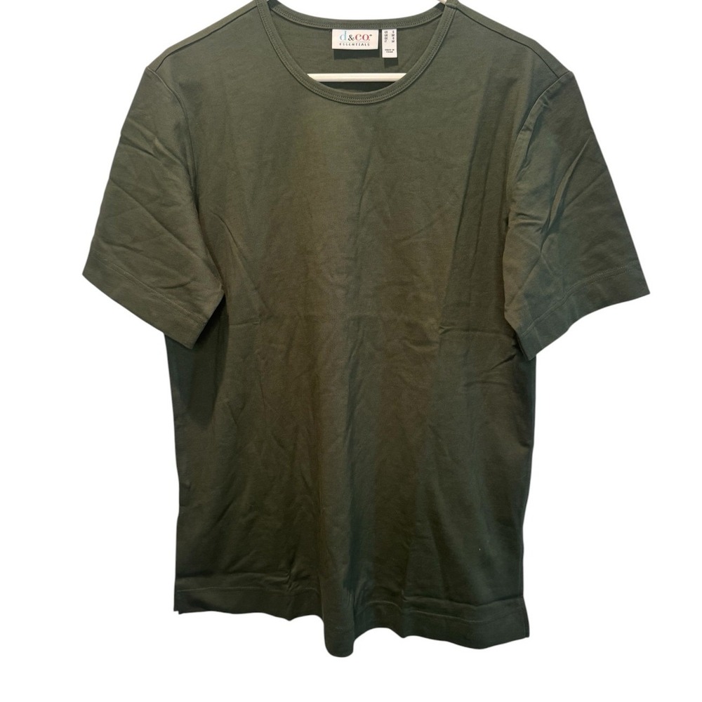 D & Co Womens Green Essentials Cotton Short Sleeve Knit T Shirt S NEW Casual